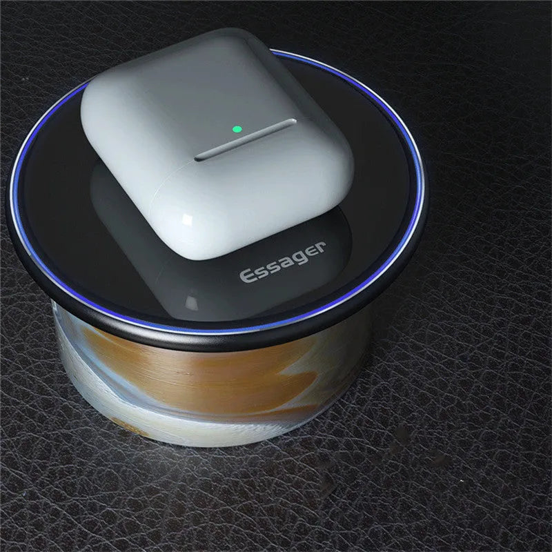 Black or white aluminium alloy 15W fast wireless charging pad on a desk