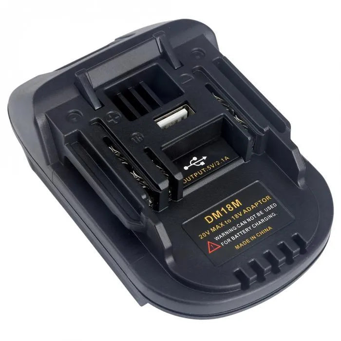 Black Milwaukee DM18M to Makita H99F battery adapter, 125 cm long