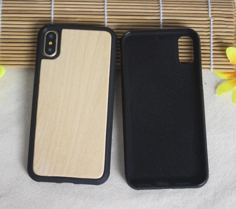 Wooden bamboo phone case with TPU frame for iPhone models