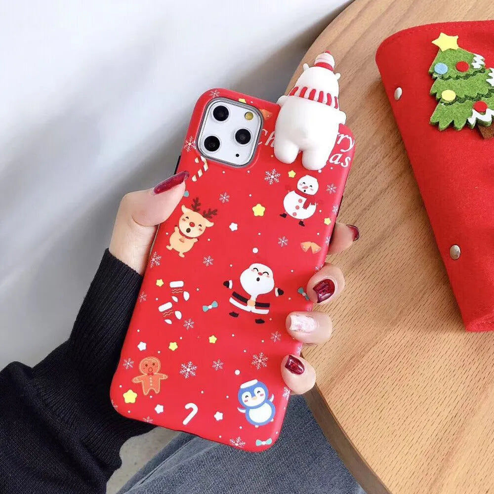 Christmas themed silicone phone case for iPhone with holiday designs