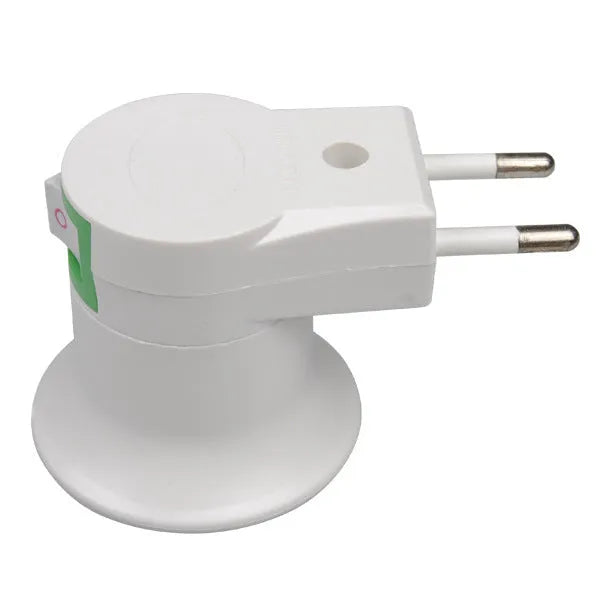 White wall plug-in lamp holder with switch for E27 bulbs showing bakelite housing