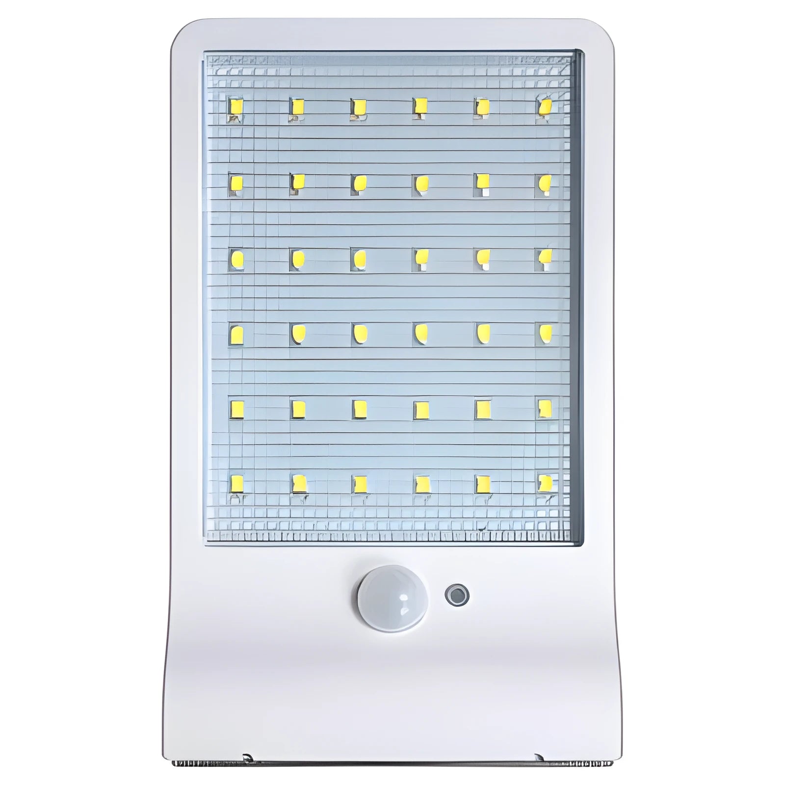 Black and white outdoor solar-powered garden lamp with IP65 waterproof rating for courtyard and balcony lighting.