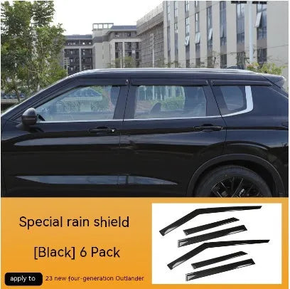 Mitsubishi Outlander window deflector set in engineering plastic with black or translucent options