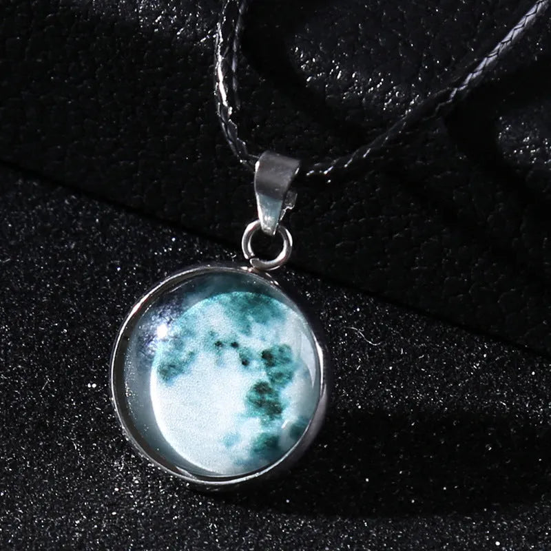 Christmas constellation glass pendant necklace with luminous alloy chain in one of ten colour options