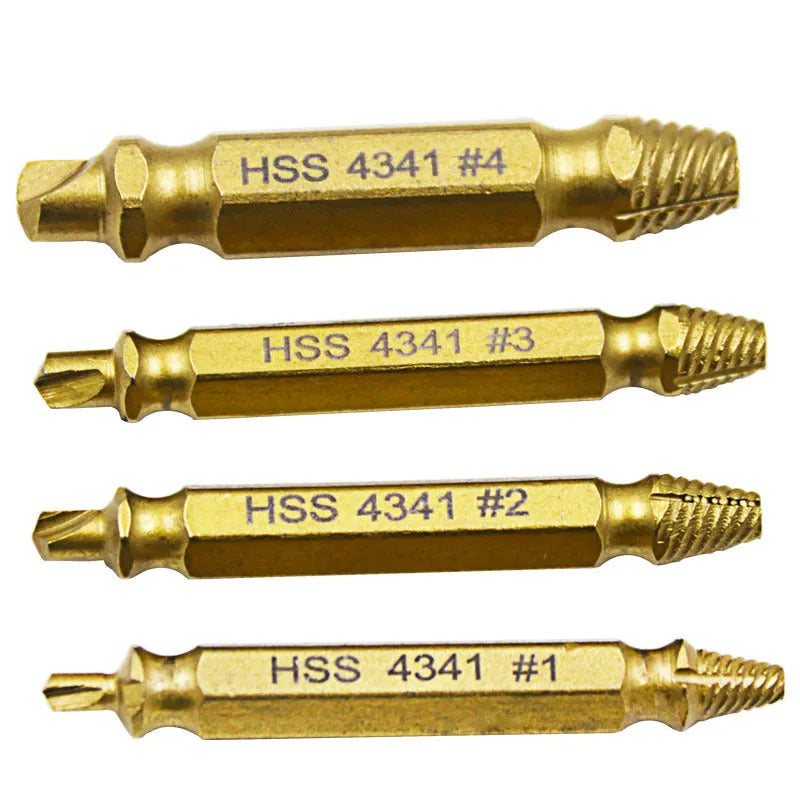 4341 high-speed steel screw extractor set for removing broken screws, bolts and nails