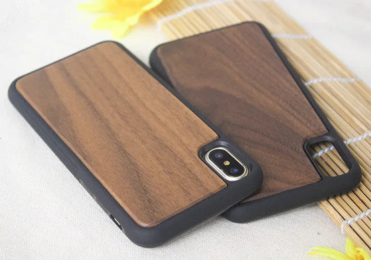 Wooden bamboo phone case with TPU frame for iPhone models