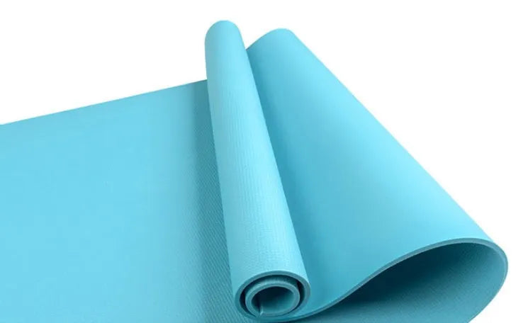 EVA yoga mat in multiple colours showing 4mm and 6mm thickness options for fitness and exercise