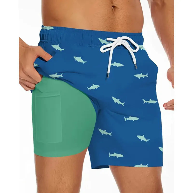 Men's loose fit summer beach trousers in polyester fabric available in multiple colours