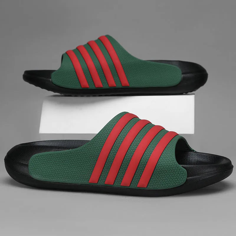 Unisex casual PVC and EVA slippers in beige, shown in a leisure sports style.