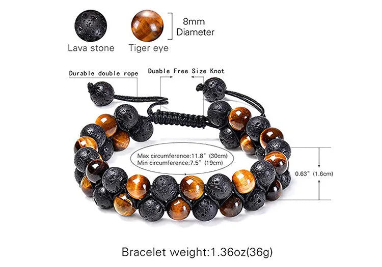 Matte black agate couple bracelets with geometric design in European American style