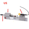 Mini metal woodworking lathe with carving knives and accessories for small craft projects