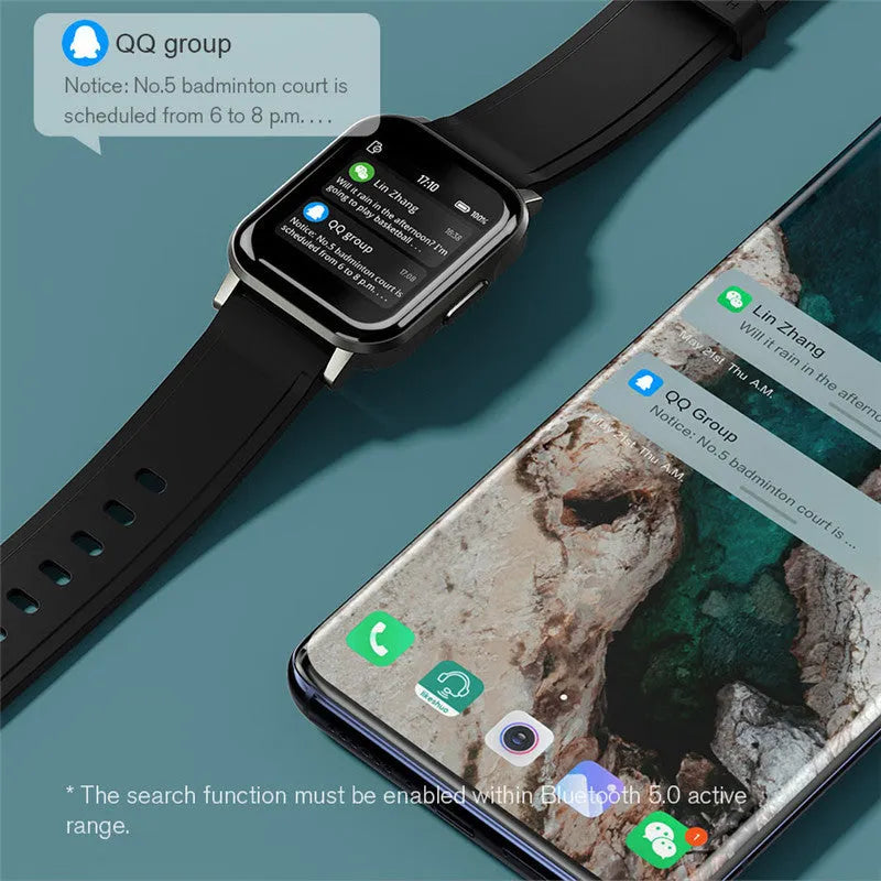 Black waterproof smart bracelet with a 1.4-inch screen on a silicone wrist strap.