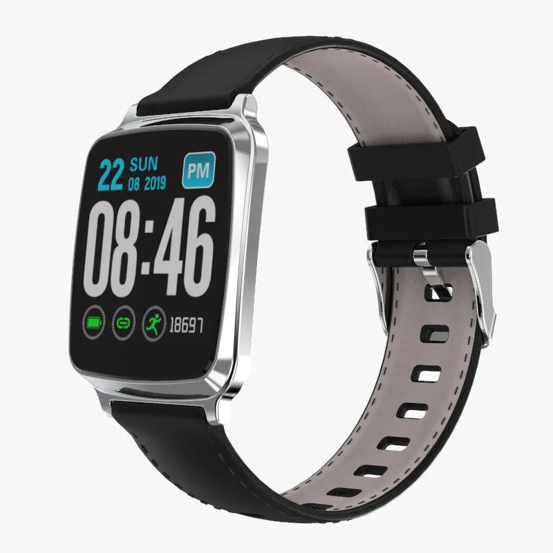 M8 multi-function smart bracelet with touch screen showing heart rate data, on a TPU strap.