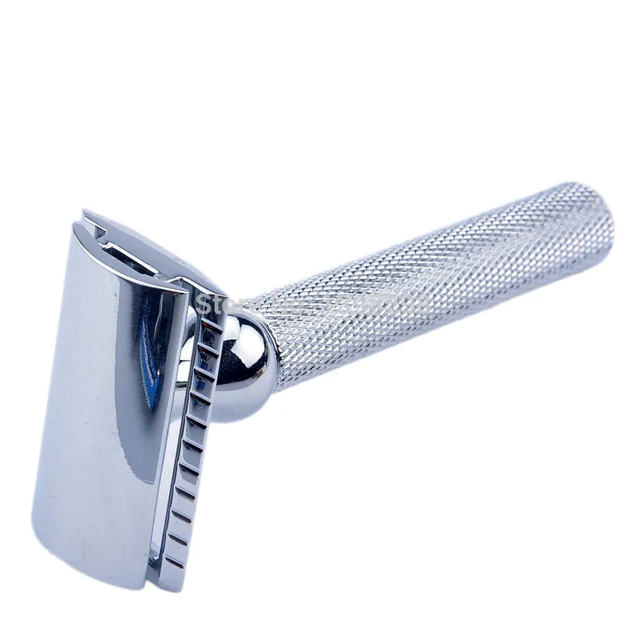 CSB men's shaving set with chrome stand, badger hair brush, double edge razor, and bowl
