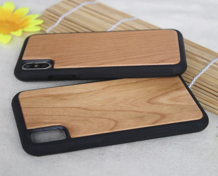 Wooden bamboo phone case with TPU frame for iPhone models