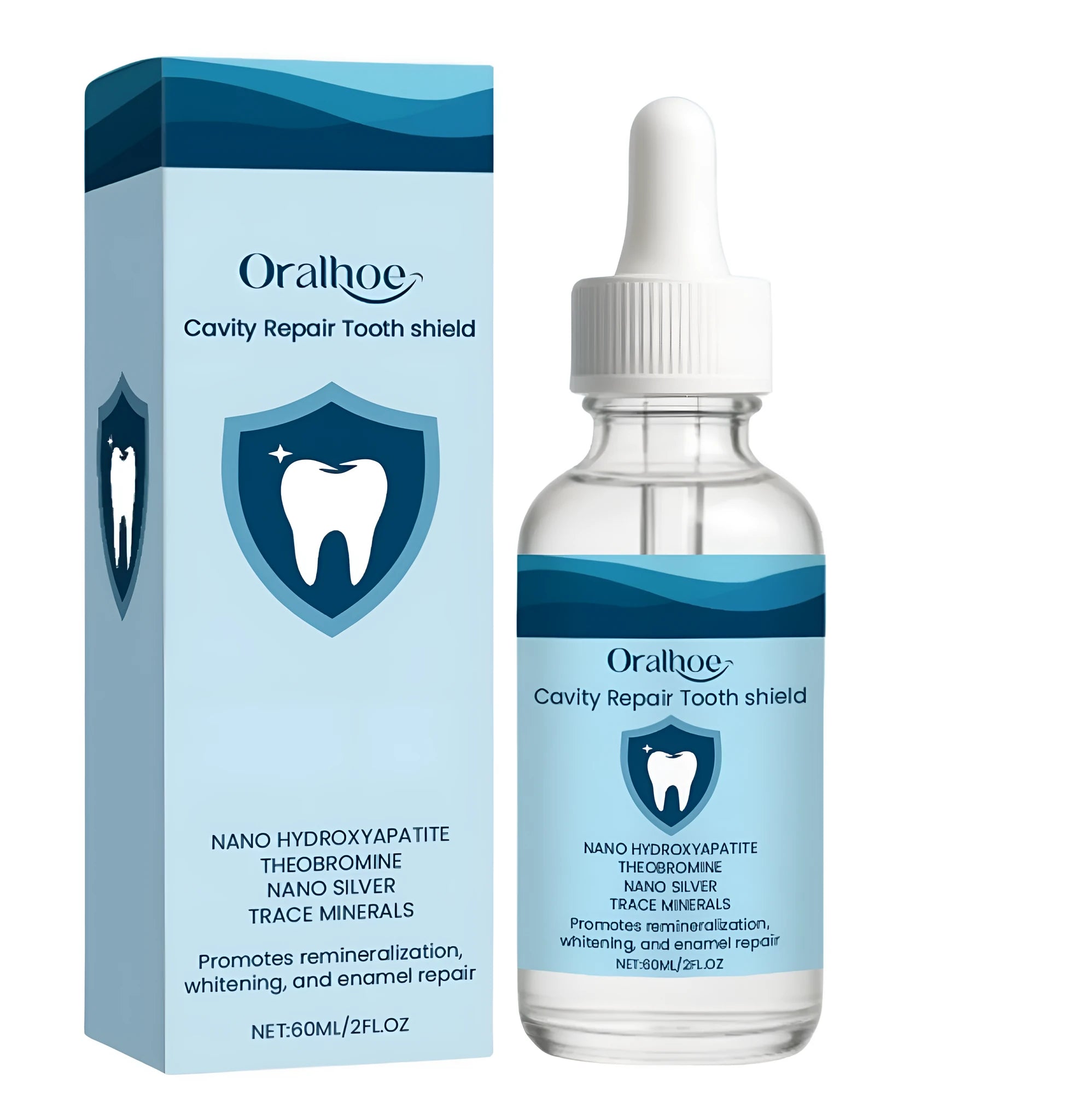 60ml bottle of dental restorative fluid solution for enamel care with hydroxyapatite