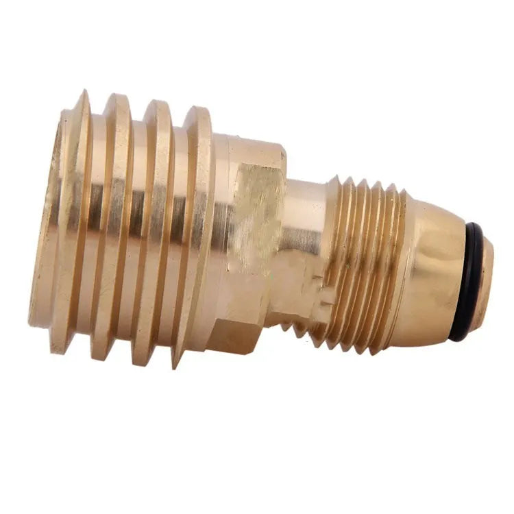 Gold colour brass gas charging adapter with taper external thread and 7mm diameter
