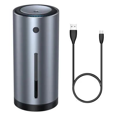 Black car diffuser humidifier with USB cable for air purification and aromatherapy