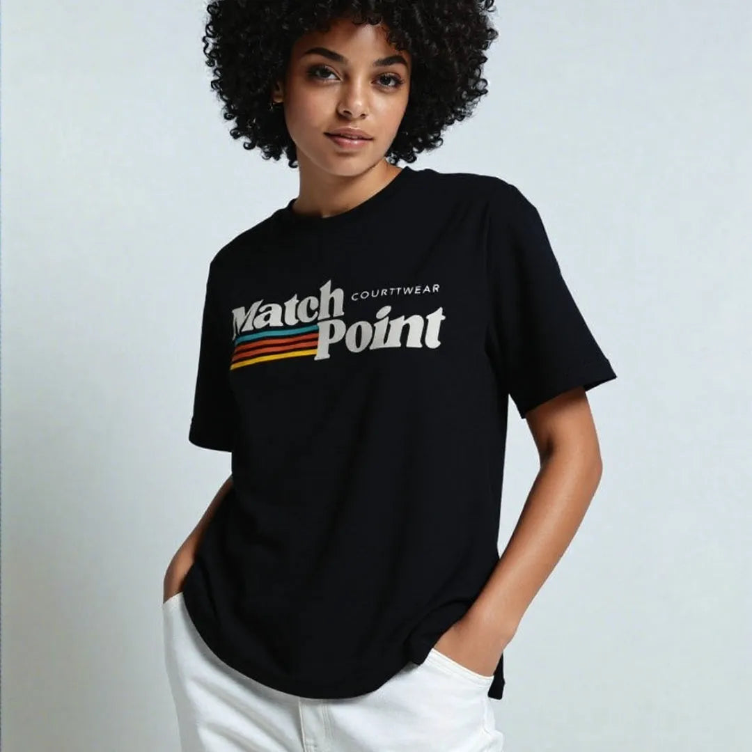 Men's black polyester t-shirt with 3D printed text pattern, round neck and short sleeves