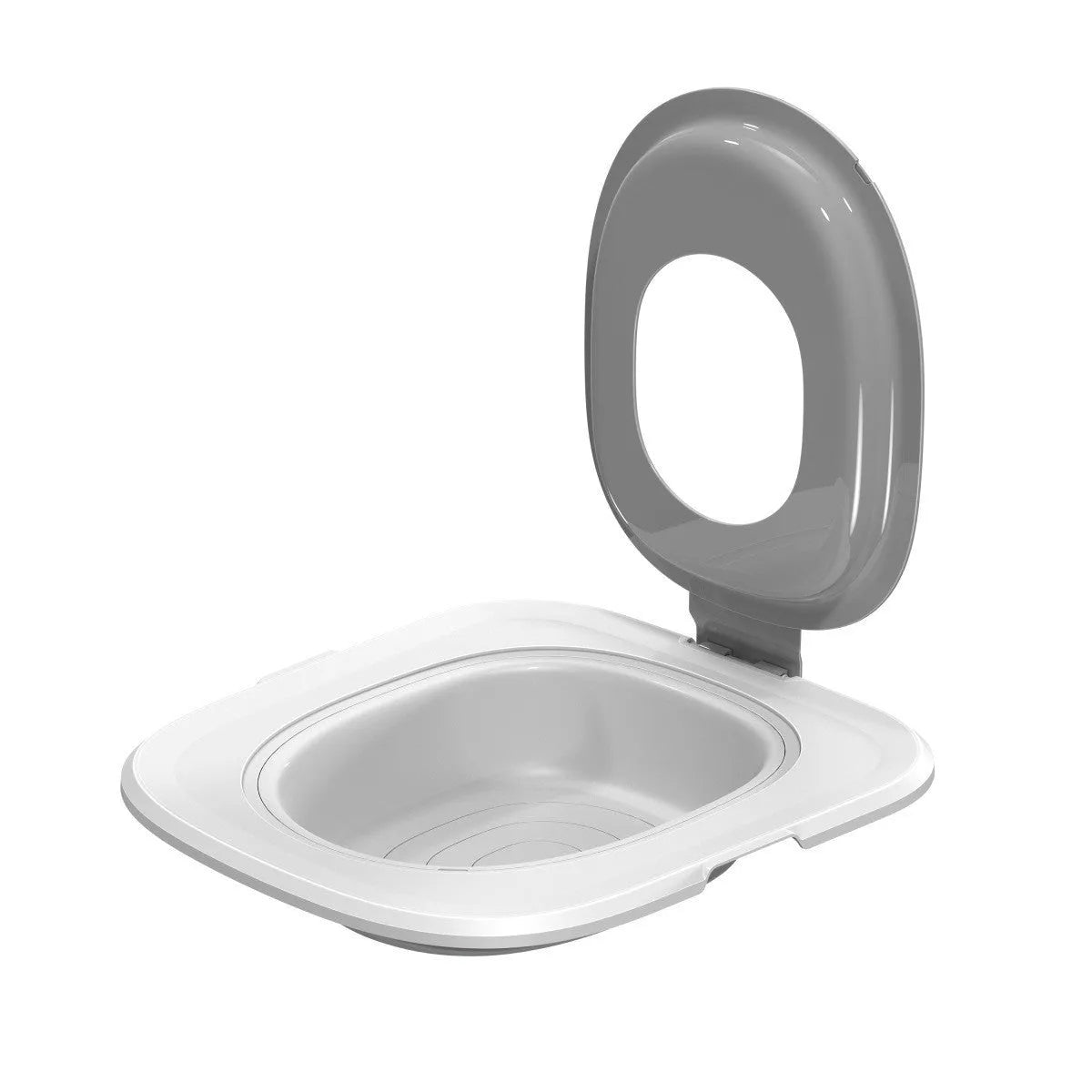 Fifth generation cat toilet trainer and matching mat set in blue, made from ABS plastic.