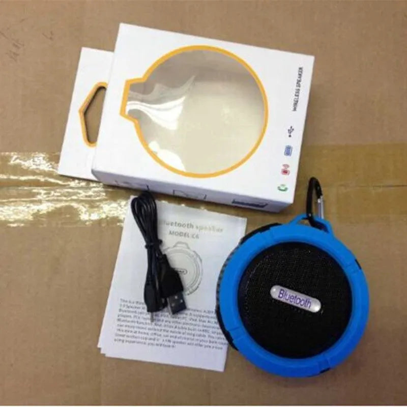 Portable waterproof Bluetooth speaker in five colours with bag clip and TF card slot