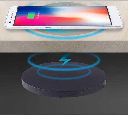 60mm round wireless charger for embedded furniture installation with Qi charging
