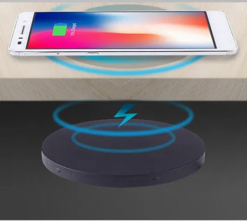 60mm round wireless charger for embedded furniture installation with Qi charging