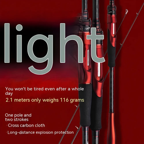 Carbon straight handle or pikestaff ultralight lure fishing rod in 210cm or 240cm length options