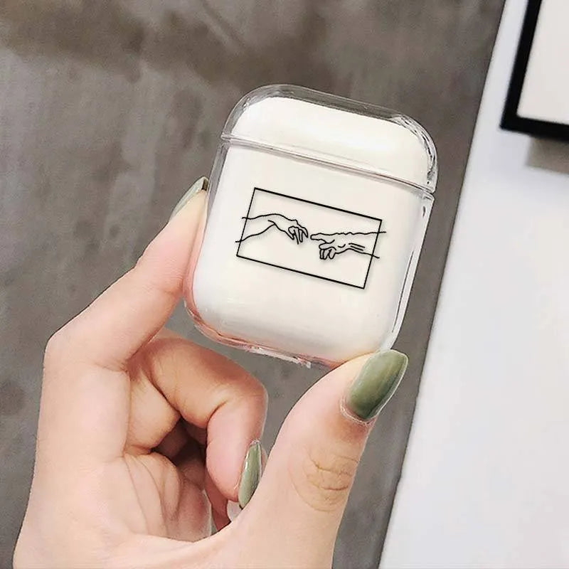 Transparent clear plastic protective cover for Apple AirPods case showing original colour through cover