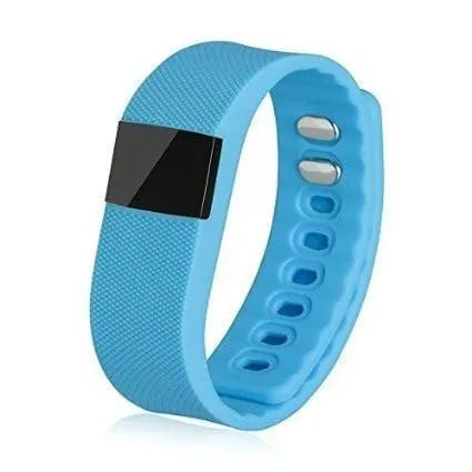 Ordinary bracelet pedometer in black, blue, green, orange or yellow colours showing step distance calorie tracking