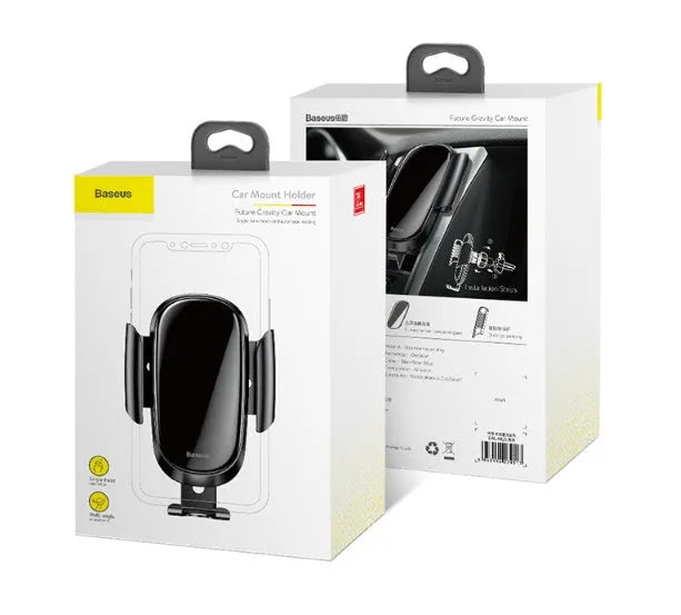 Universal smart car bracket phone holder in black, blue, and silvery colours with adjustable clamp.