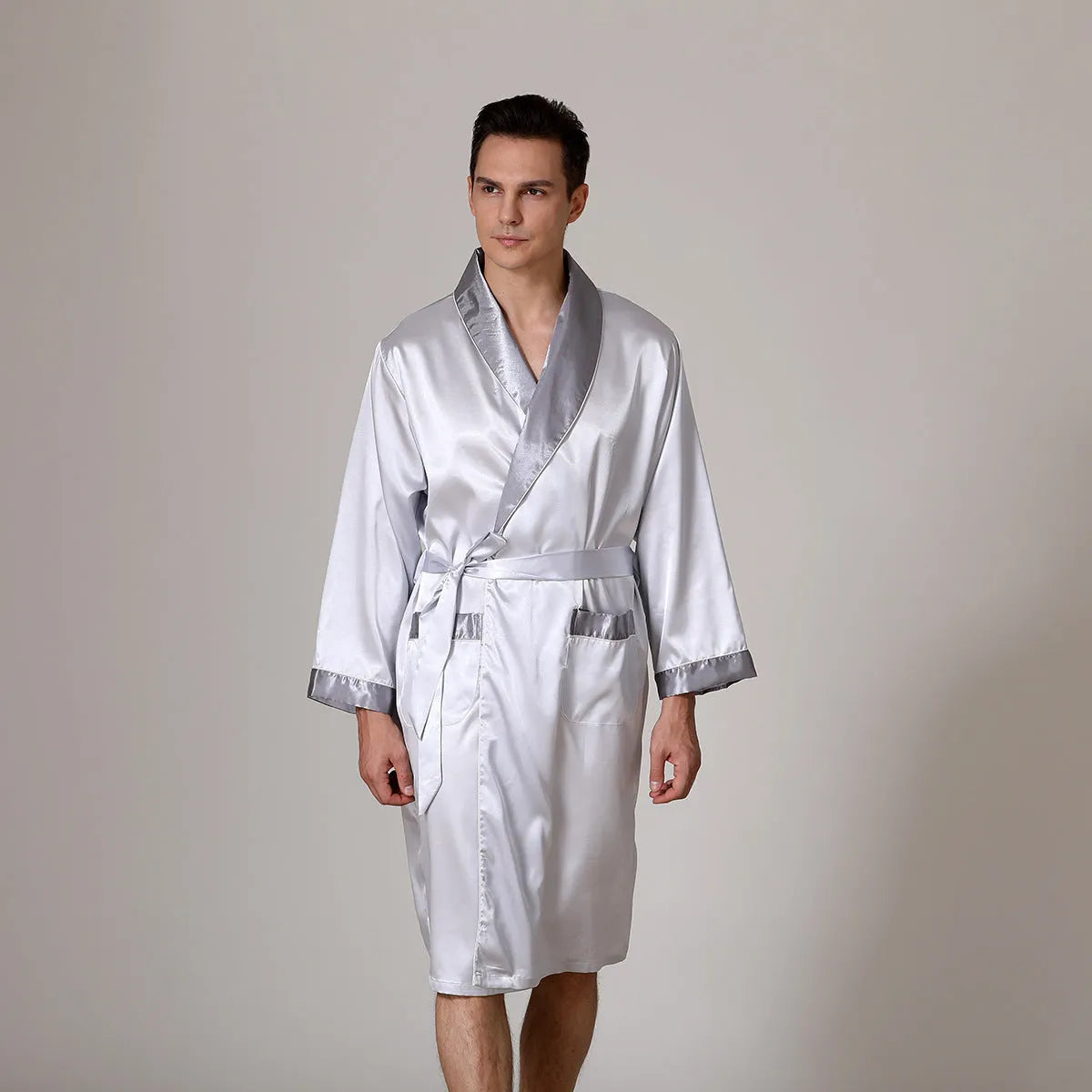 Men's rayon summer bathrobe nightgown in six colour options with continental sizing
