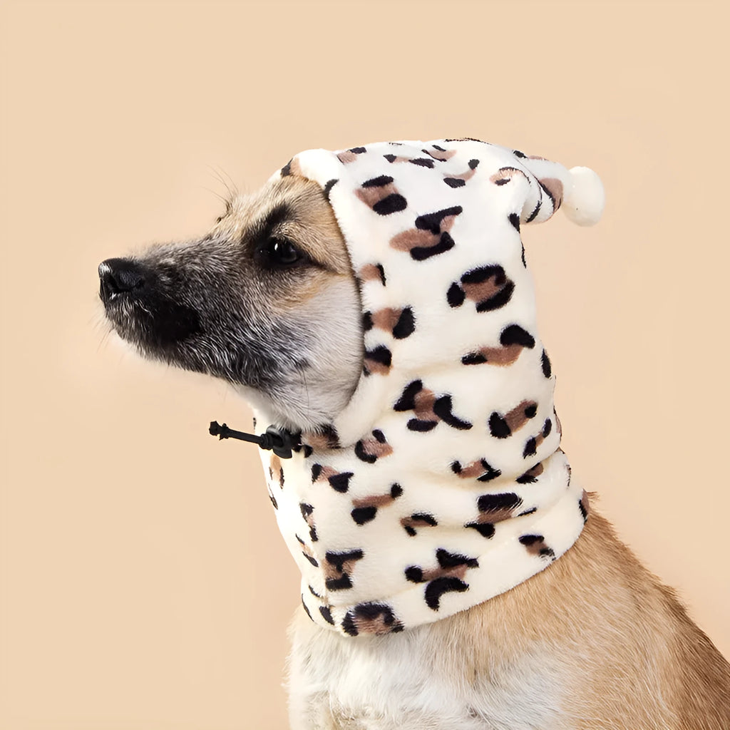 Bear design rabbit ear cloth headgear for pets in leopard print, black, or red colours