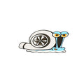 Reflective snail cartoon car bumper sticker measuring 12 by 8 centimetres