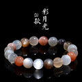 Natural moonstone bracelet with 8mm colourful moon light beads on wrist