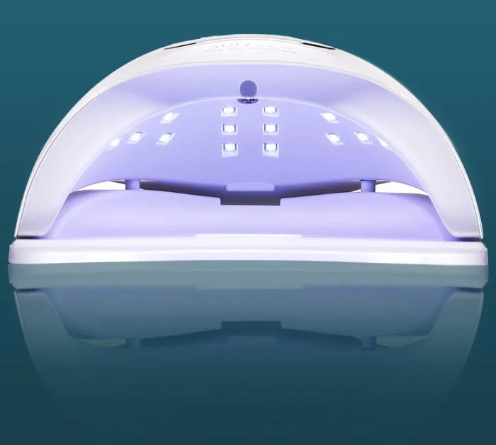 White nail polish dryer lamp with UV and LED dual light source for gel manicures