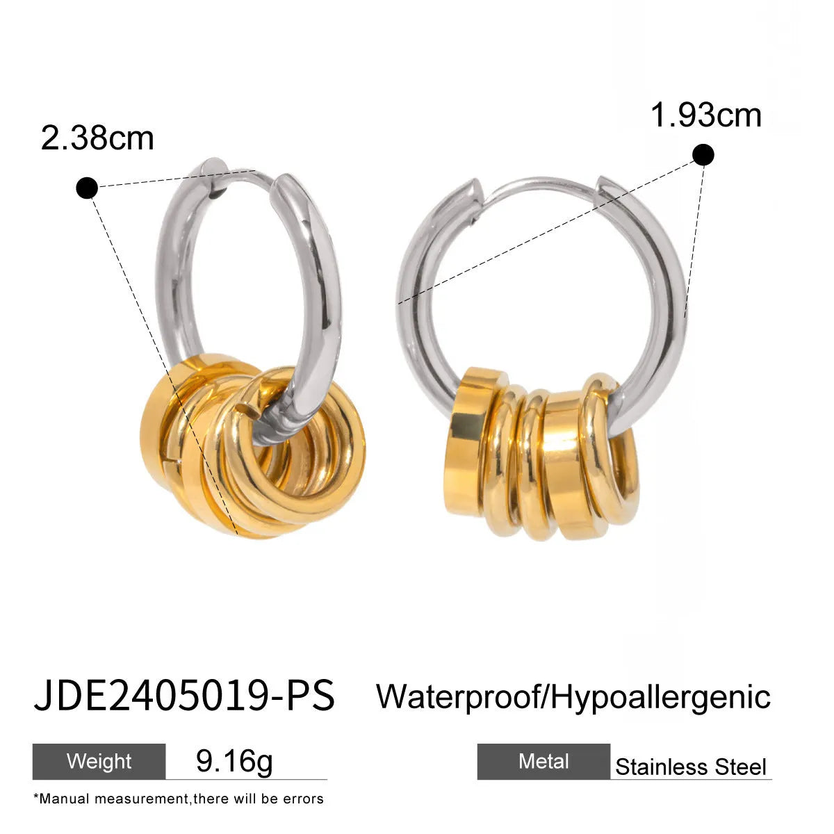 Stainless steel colour matching electroplated earrings in ins style unisex design