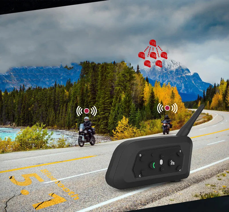 Motorcycle helmet Bluetooth intercom V6pro unit with headphones and mounting accessories