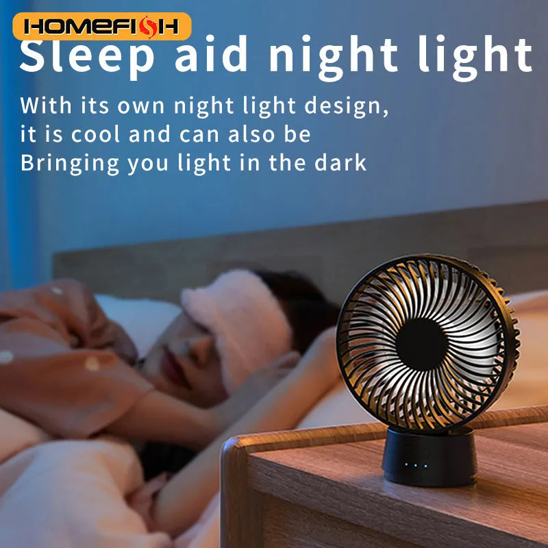 HOMEFISH F2 automatic shake head handheld fan with LED light and removable bracket