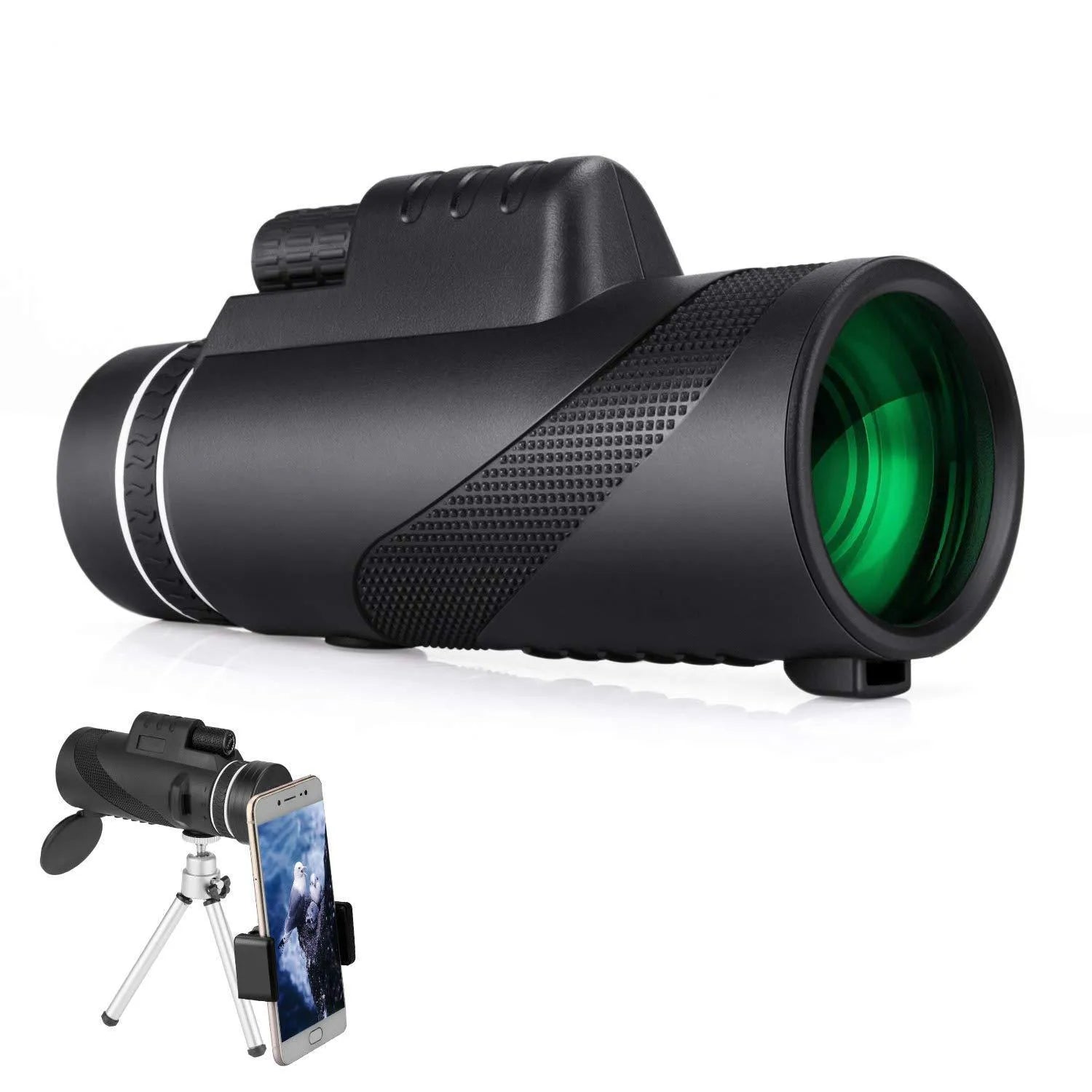 Black HD 40x60 mobile phone monocular telescope with 40x magnification and waterproof design