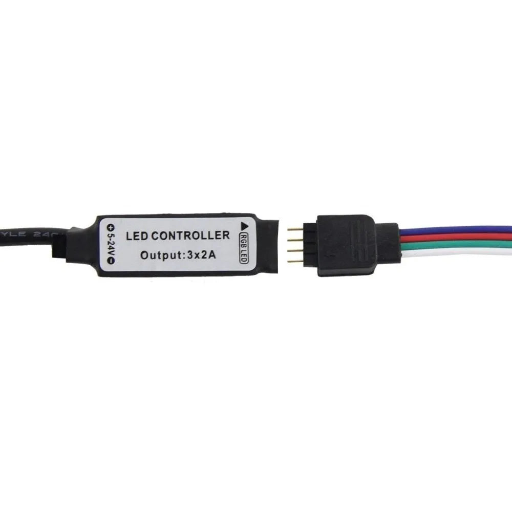 A one-metre long flexible USB LED light strip with SMD5050 LEDs, shown with its 50cm integrated cable, available in six colours.