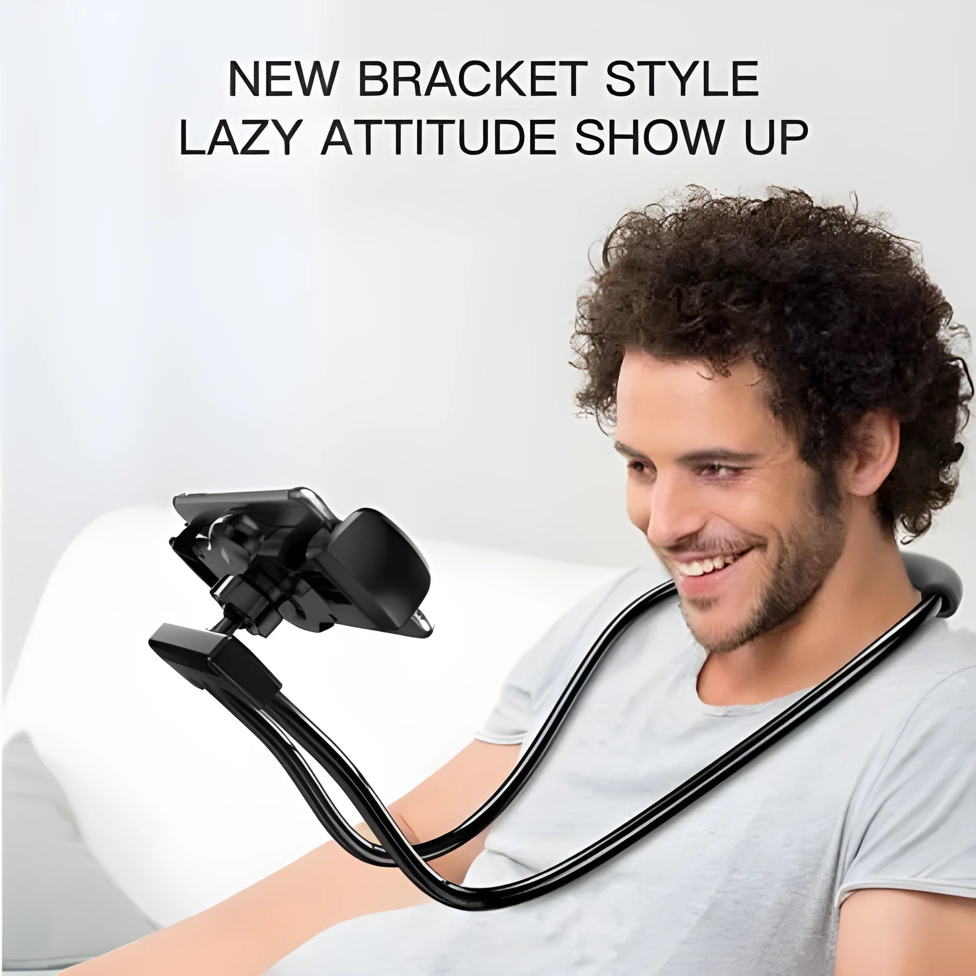 Baseus flexible gooseneck mobile phone holder with shockproof bubble support shown holding a smartphone
