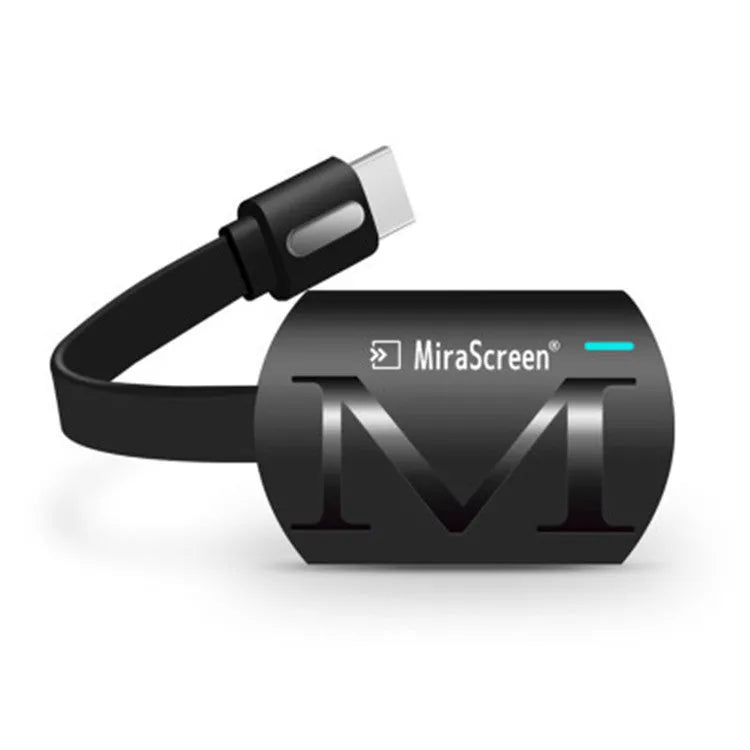 Black USB to HDMI screen mirroring dongle for mobile phones, measuring 52mm by 26mm.