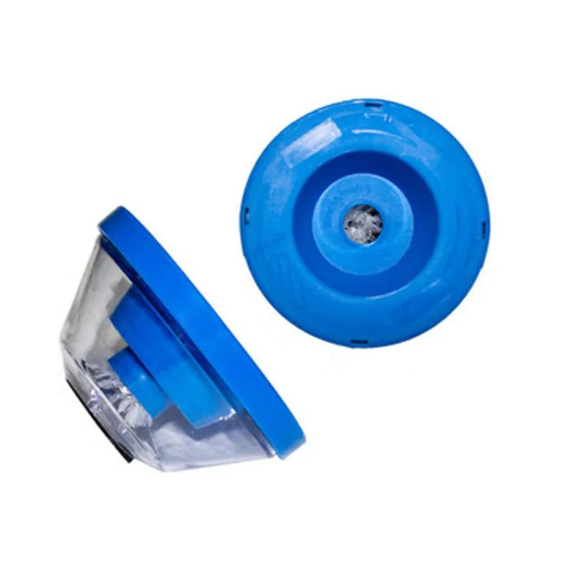 Blue bowl-shaped electric hammer dust cover for drills, showing non-slip sponge and PVC gasket.