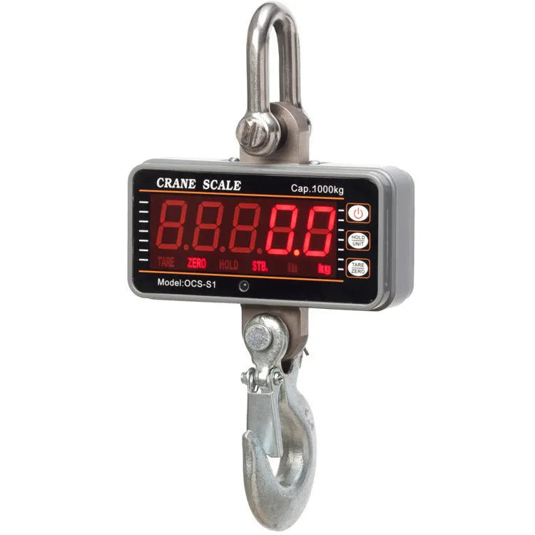 Orange electronic crane scale with digital display for 500kg capacity warehouse weighing