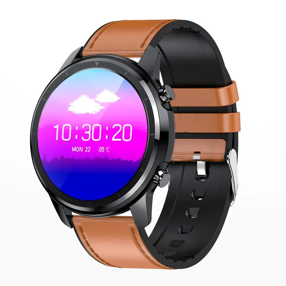 LEMFO LF26 black smart bracelet with 1.3-inch touchscreen on a wrist.