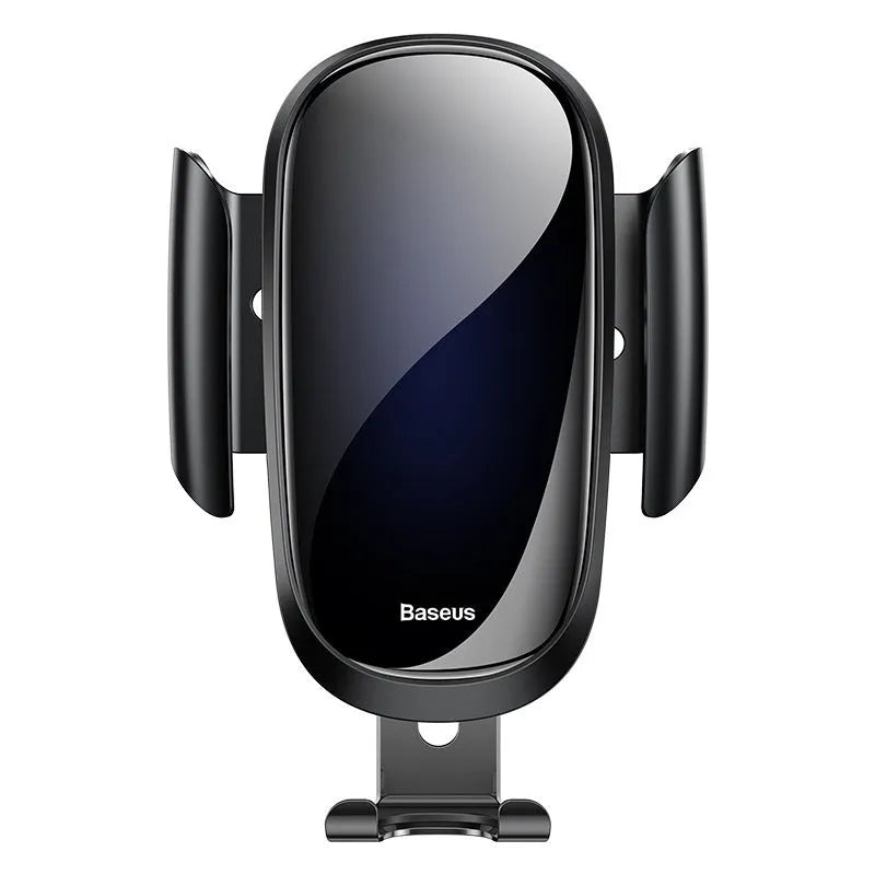 Universal smart car bracket phone holder in black, blue, and silvery colours with adjustable clamp.