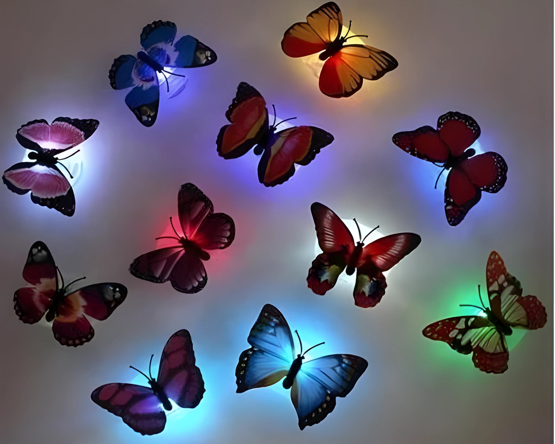 Butterfly LED night light 12 pack with colour-changing modes and suction pad