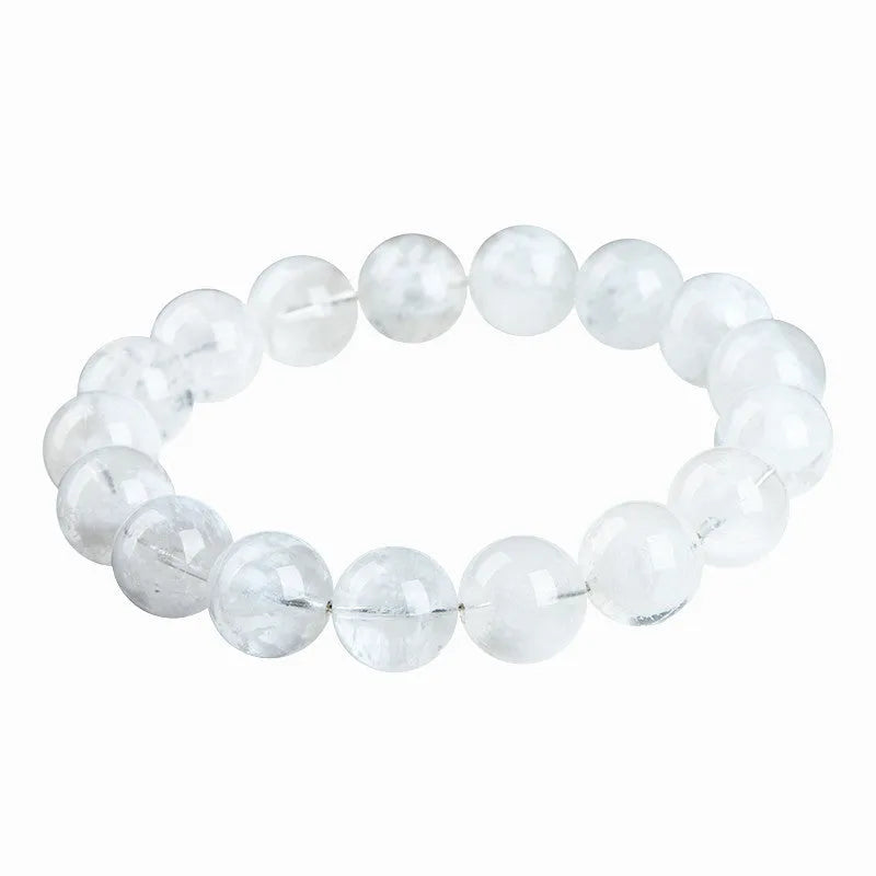 Women's crystal bracelet with natural blizzard snowflake round beads and geometric Ruyi Xiangyun design elements