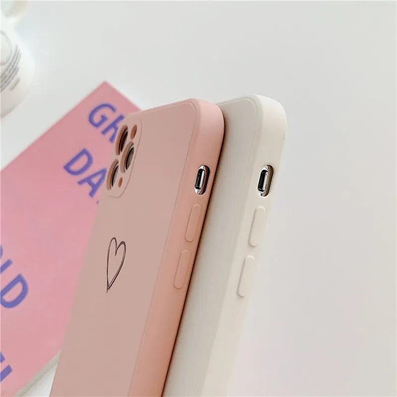 Silicone TPU phone case for Apple iPhone in solid colours black, green, pink, purple, red, white, grey, light green.